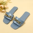 thumbnail image 6 of Wensltd Women's Square Toe Flat Sandals with Metal Chain Summer Casual Fashion Sandals for Daily Outdoor Wear Blue, 6 of 9