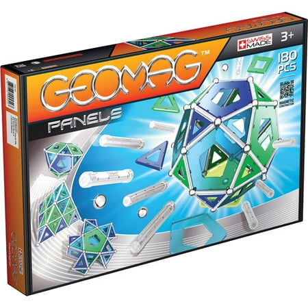 GeoMag Kids Panels Magnetic Construction System Set, 180 Pieces