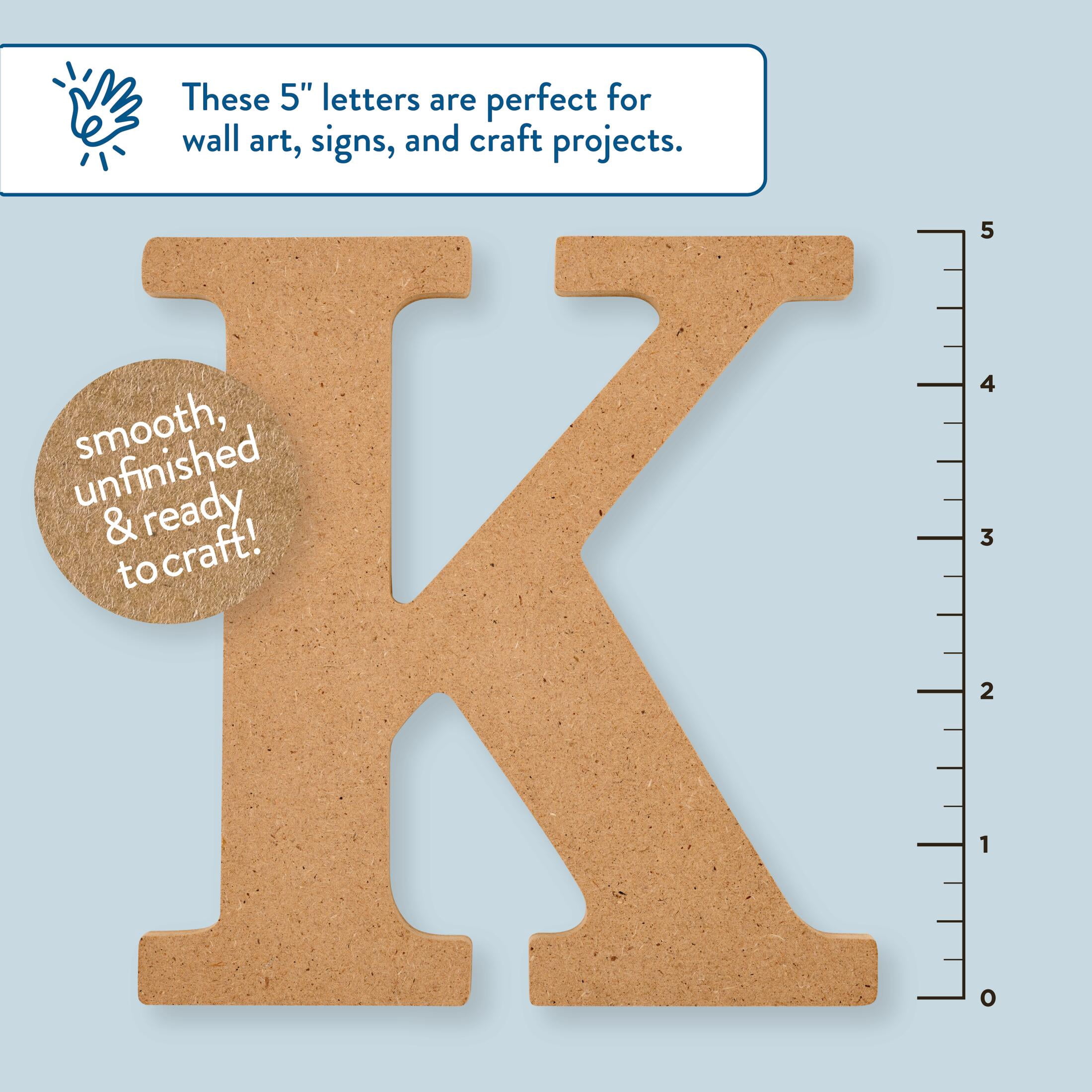 Hello Hobby Surfaces Unfinished MDF Wood Letter K, 5 in