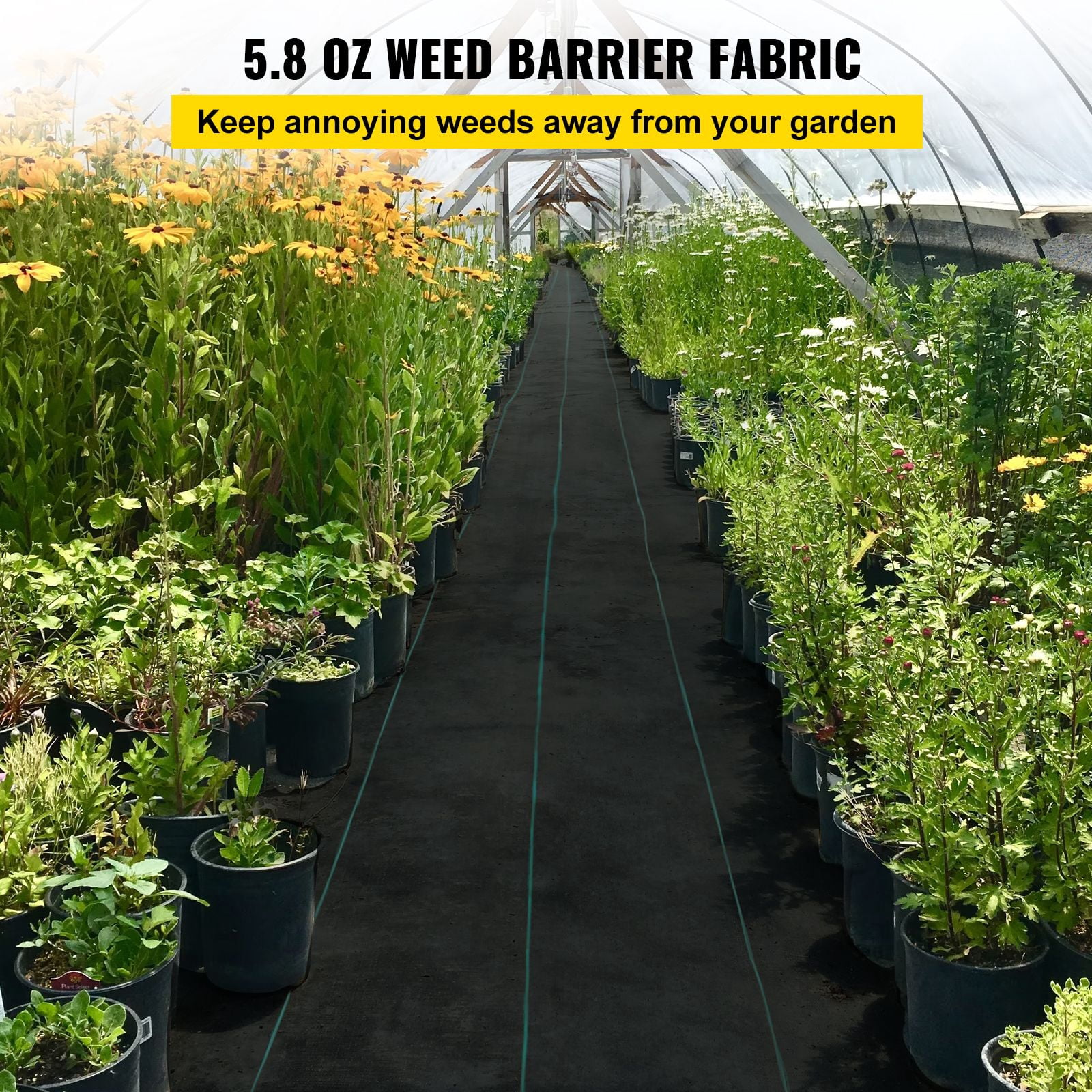 Weed Barrier, 5.8oz Landscape Fabric, 3ft x 300ft Cover Mat Heavy Duty Woven Grass Control Geotextile for Garden, Patio, Black