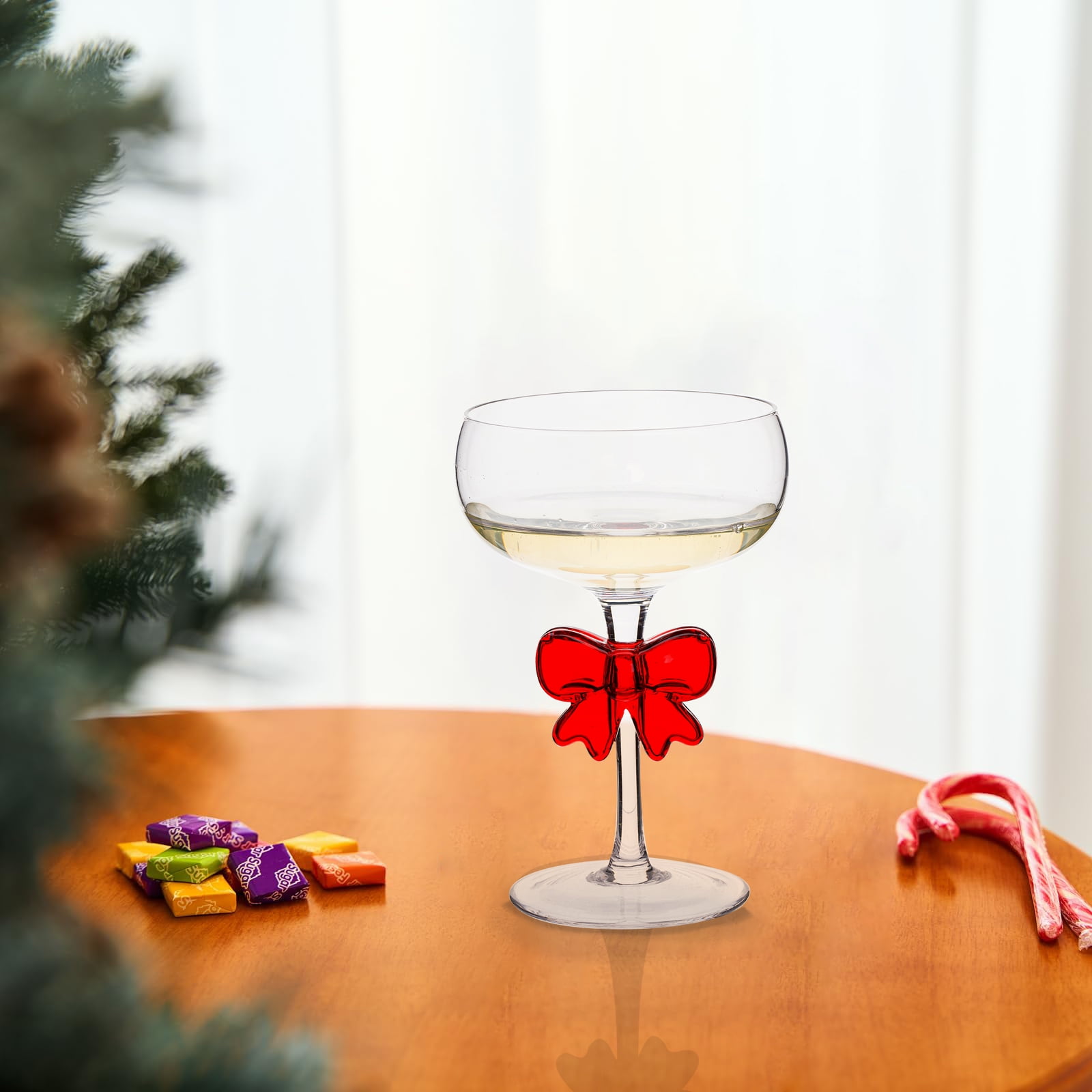 Red Wine Glass with Bow 15.5 OZ Holiday Time - Walmart.com