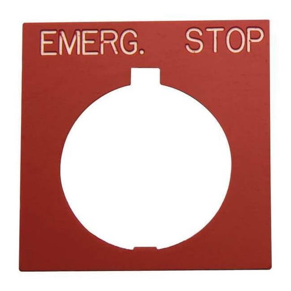 Eaton Legend Plate, Square, Emerg.Stop, Black/Red HT8SP13