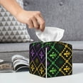 thumbnail image 3 of Honeii 's Mardi Gra Geometric for Leather Square Tissue Box Cover Holder: A Stylish Organizer for Tabletops, Bathrooms, Cars & Offices, 3 of 5