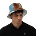 thumbnail image 5 of Yiaed Sunshine Cloud Bulldog Print Reflective Stripe Bucket Hat Unisex Funny Outdoor Fisherman Cap Beach Sun Hat, 5 of 5
