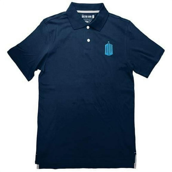 Doctor Who TARDIS Logo Men's Blue Polo Shirt, Small
