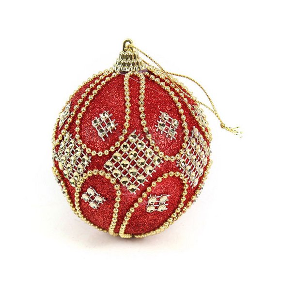 Christmas Glitter Baubles Xmas Tree Ornament Decoration 8CM 12 Days of Christmas Vintage Beaded Garland Glitter Eggs Ribbon for Doorway Chandelier Beads Bling Home Decorations Window Cornstalks
