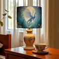thumbnail image 6 of Linen Drum Lampshades Silver Aesthetic Fantasy Cute Dragon Moon Forest Blue Tones 13"x13"x10" Light Shade for Table Lamps Floor Lamp Shades Lampshade Replacement Assembly Required, 6 of 8