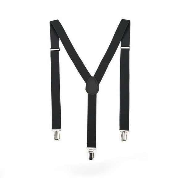 High Quality Suspenders for Men Women, Extra Wide Braces with 4 Metal Clips, Solid Color Trouser Straps, Black