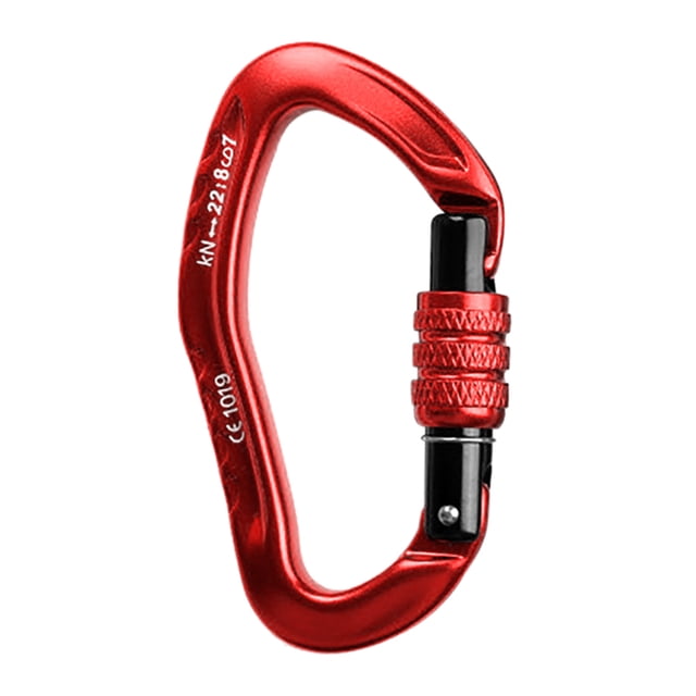 Tignapoo Mousqueton d'Escalade Rouge Robuste AL-8126N - Alliage d'Aluminium Léger, Capacité de Charge de 22 Kn, Verrouillage Automatique/vis pour Aventures en Plein Air