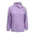 thumbnail image 4 of SGMVNU Womens Sweatshirt Casual Textured Knit Long Sleeve Irregular Button V Neck Loose Pullover 2025 Fashion Fall Outfits Tops(Purple, 5XL), 4 of 5
