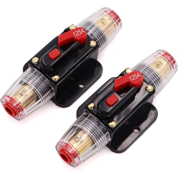 2 Piece 125A 125 Amp Circuit Breaker with Manual Reset Fuse Holder for Car Audio Marine Boat Stereo Switch Inverter