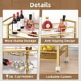 thumbnail image 5 of Gold White Bar Cart with Wine Rack and Glass Holder, 2-Tier Rolling Serving Cart for Kitchen Living Room, 5 of 6