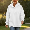 thumbnail image 5 of SYwaren Casual Hoodie for Women Half Button Oversized Pullover Long Sleeve Fall Sweatshirt Solid Color Tops, 5 of 9