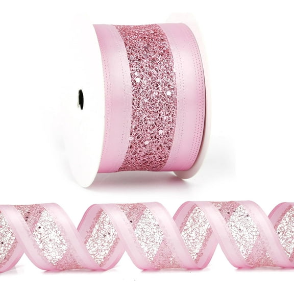 Wired Ribbon 2.5" X 10 Yards Satin Ribbon with Gold Mesh Wired Christmas Ribbon for Tree Decorations,Gift Wrapping Wreaths Garland, Topper Bows Crafts, Home Decor