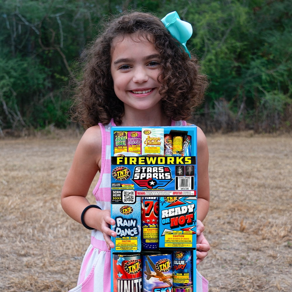 TNT Fireworks Stars and Sparks Ground Based Fountain Fireworks Assortment, Party