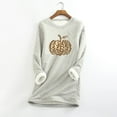 thumbnail image 2 of IROINNID Long Sleeve Shirts for Women Winter Warm Deals Women's Plush Thermal Undershirt Halloween Printed Long Sleeved Round Neck Top,Gray, 2 of 4