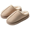 thumbnail image 3 of mgoYE Women's House Slippers Indoor Outdoor Moccasin Fuzzy Fluffy Furry Loafers Suede Warm Shoes|Khaki 9.5, 3 of 9