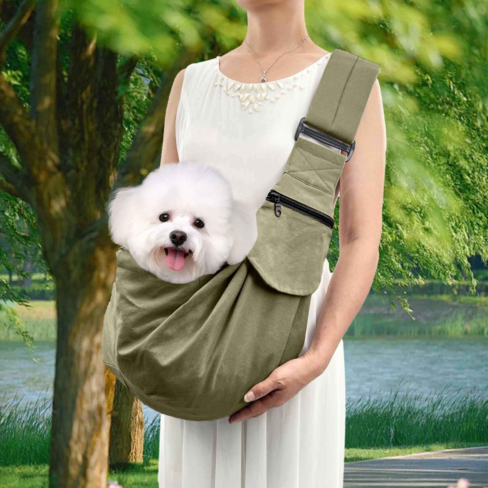 YAYUBA Cat Carrier Sling Bag, Soft Comfortable Cat Carrier Pouch Dog Carriers for Small Dogs Widened Shoulder Straps with Outer Pocket for Outdoor Walking and Travel,Green