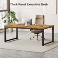 thumbnail image 3 of unbranded 40 Inch Computer Desk, 1" Thick Modern Simple Study Writing Table, Heavy Duty Industrial Office Desk for Home Bedroom Workstation, Brown, 3 of 18
