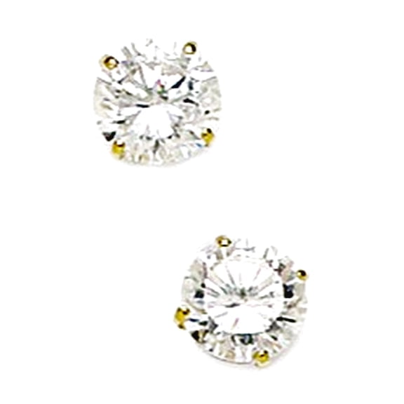 14k Yellow Gold 7mm Round Cubic Zirconia Screw Back Earrings Stud Earring for Women
