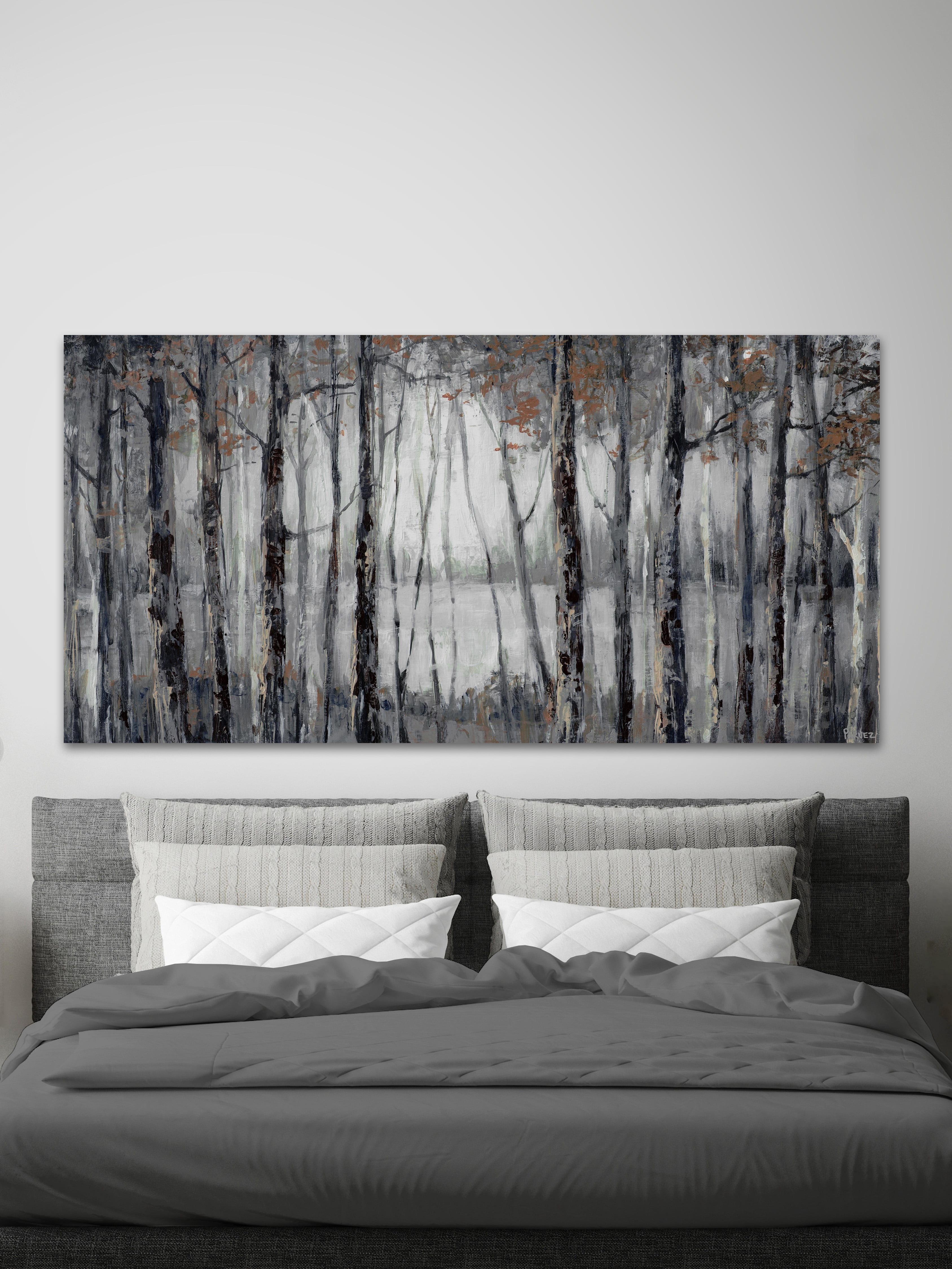 Parvez Taj "Dusky Autumn Lake" Painting Print on Wrapped Canvas
