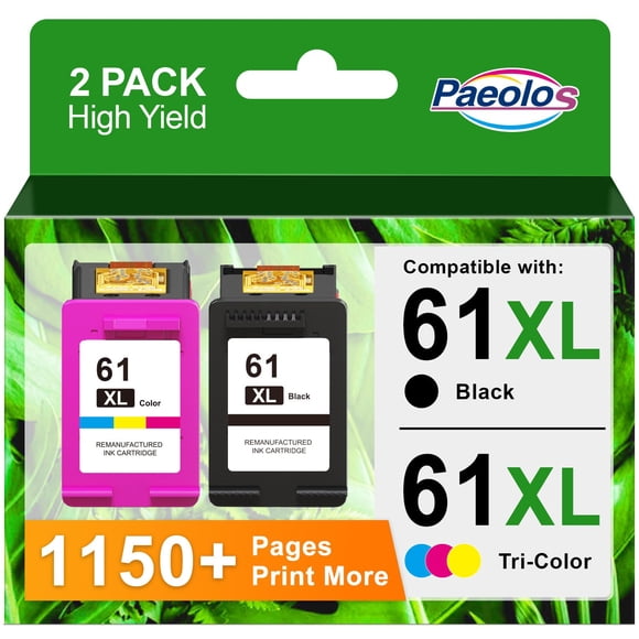 Cartuchos de tinta Paeolos 61XL negro y color, combo de 2 unidades