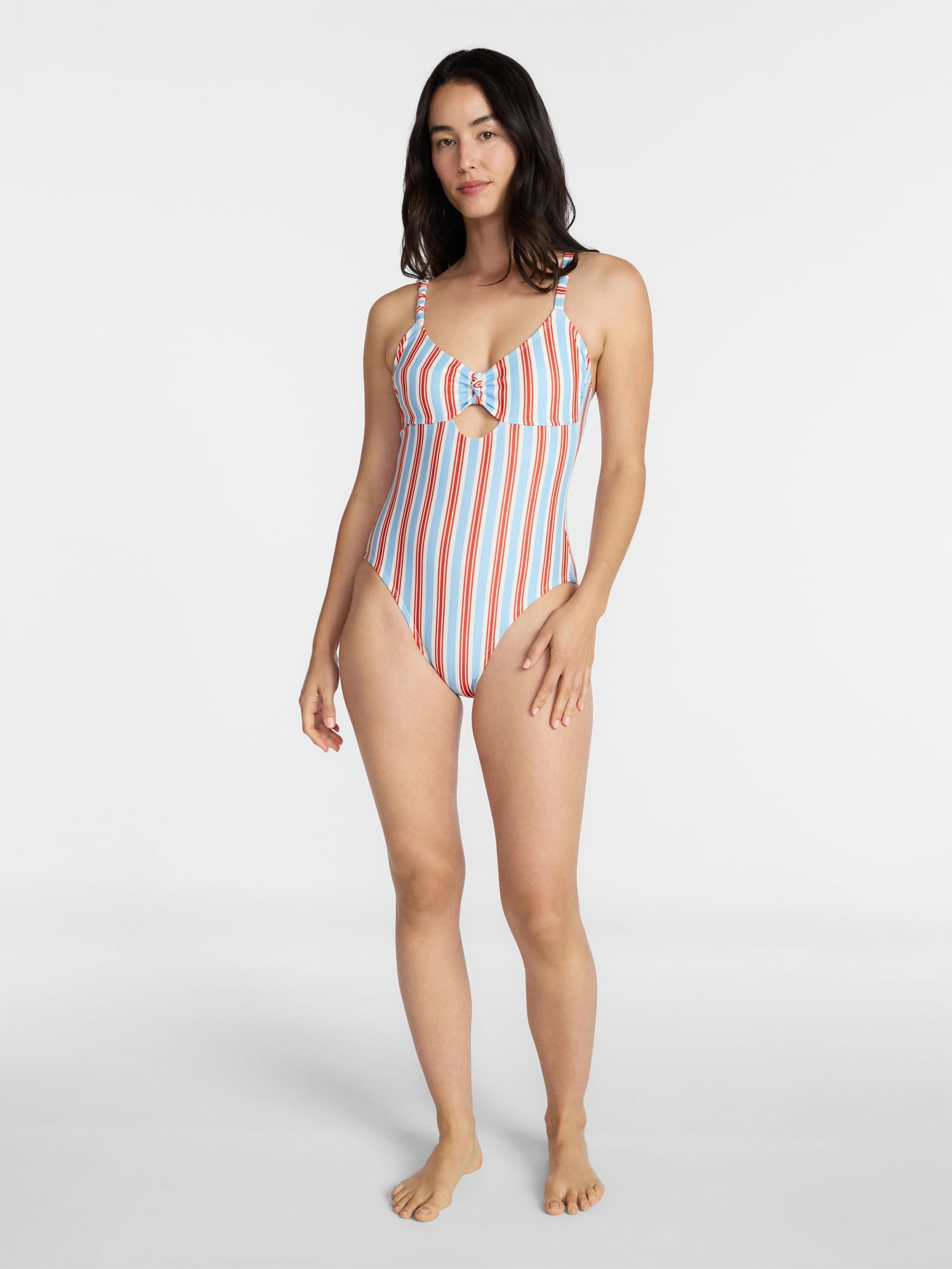 Time and Tru Women's and Women's Plus Knot Front and Keyhole One Piece Swimsuit, Sizes XS-3X