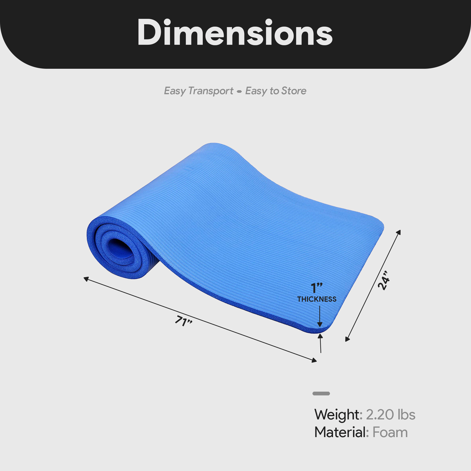 BalanceFrom 1-Inch Extra Thick Yoga Mat, Blue photo 4