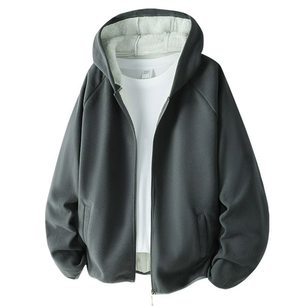pstuiky camisas de manga larga para hombre, Chaqueta tipo cárdigan de polar con cremallera y capucha de manga larga para hombre camisetas de hombre xl