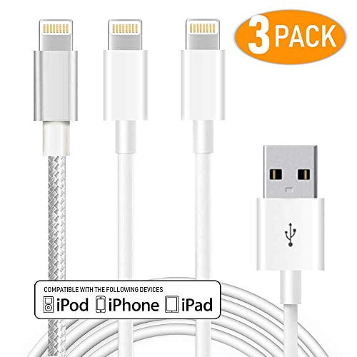 3/6/6/10/10FT iPhone Charger,Neatlo MFi Certified Lightning Cable 5Pack Extra Long Nylon Braided USB Charging & Syncing Cord Compatible iPhone Xs/Max/XR/X/8/8Plus/7/7Plus/6S/6S Plus/SE/iPad-Red 