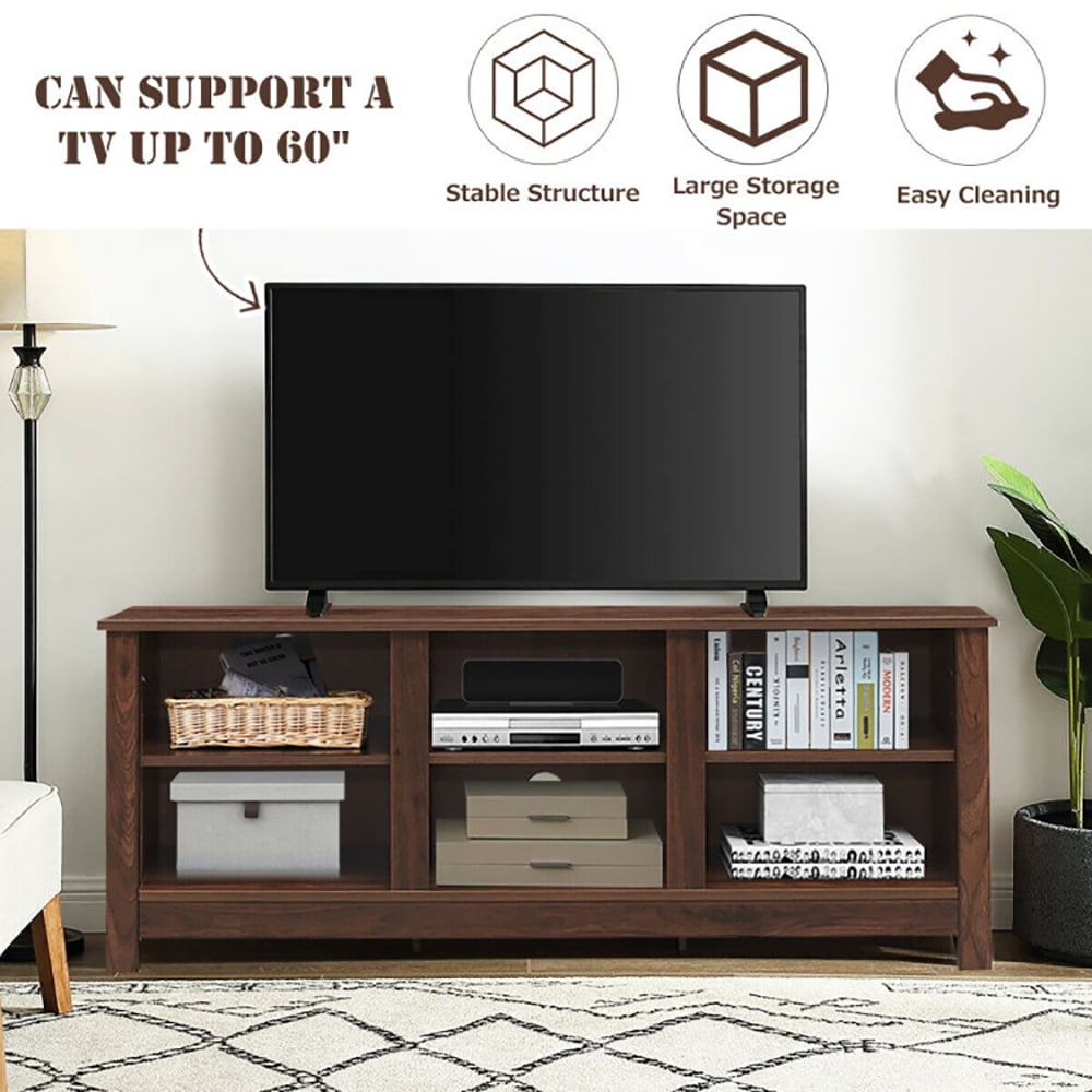 Finihen TV Stand, TV Cabinet, 60 Inch Entertainment TV Stand Cabinet, Media Entertainment Center with Storage, for Living Room, Bedroom, Brown