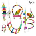 thumbnail image 1 of Flmtop 7Pcs Pet Bird Parrot Rattan Ball Bell Beads Mirror Cage Hanging Swing Chew Toy Random Color, 1 of 8