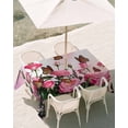 thumbnail image 3 of 60x102 Inch Outdoor Tablecloth with Umbrella Hole Zipper Rectangle Pink Roses Rectangular Tablecloths Outside Waterproof Spring Floral Butterflies Watercolor Modern Art Patio Table Cover for Picnic, 3 of 8