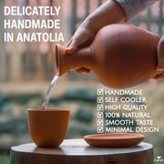 Natural Clay Water Pitcher, Unglazed Terracotta Carafe, 1.6 Qt, Brown