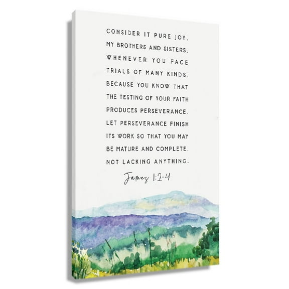 Bible Verse Wall Art James 1 2-4 Posters Mountain Landscape Prints On Canvas Painting For Bedroo Unframed 12x18 in