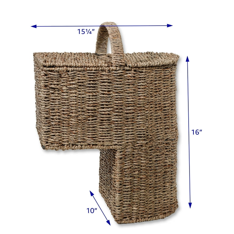 15.25 in Storage Stair Basket With Handle (Natural) - Walmart.com