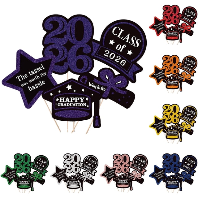 Set Graduation Decoration Class of 2026 Congrats Grad Centerpiece Sticks 2026 Graduation Table Decor Toppers for College Congrats Party Decoration for Wedding Decoration Ornament Home Decor