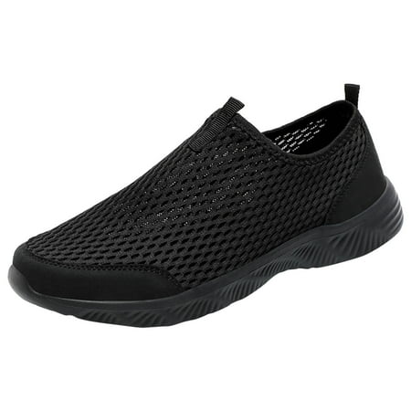 Huesdet Mens Shoes Walking Shoes for Men Mens Slip On Shoes Sneakers for Men  Casual Athletic Running  Lightweight Breathable Mesh Knit(Black 8.5)