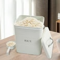 thumbnail image 5 of Pethiy Metal Rice Storage Container,Square Rice Canister with Lid and Measuring Scoop,Countertop Sealed Food Storage Container for Cereal,Beans,Pet Food,White, 5 of 7