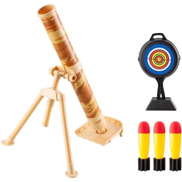Fiudx Juego de Mortero de Juguete, Juego de Lanzamiento de Conchas de Espuma, Juego Interactivo Seguro Al Aire Libre, Divertida Actividad para El Patio, para Niños y Niñas, Incluye 3 Conchas de Espum