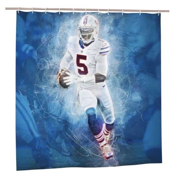 Cortina de ducha de baño personalizada del equipo de fútbol Bills Football, impermeable, cortina de ducha para el hogar antialtas temperaturas, cortina de ducha de privacidad de 72 x 72 pulgadas