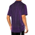 thumbnail image 3 of Camisa Sheer Glitter Inspire Chic para hombres, camiseta de malla brillante de manga corta, camisas metálicas, M púrpura, 3 of 5