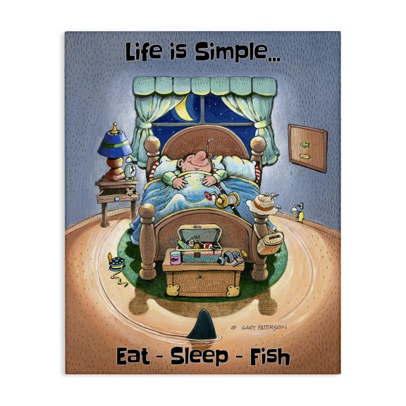 Stupell Industries Contemporary Eat Sleep Fish Funny Sports Canvas Art, 16 x 20, by Gary Patterson