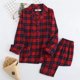 thumbnail image 1 of Cárdigan de manga larga de franela cepillada de algodón para mujer, ropa a cuadros con pantalón largo, conjuntos de dos piezas para mujer, Otoño e Invierno, 1 of 4