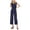 Blue - ltpasblue, variant on Michael Kors Womens Solid Ring Belt Jumpsuit, Blue, Petite, PS