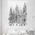 thumbnail image 1 of Winter Tapestry, Cold Pine Tree Landscape Under Puffy Snow Pile Outlined Pointy Xmas Tree Leaves, Wall Hanging for Bedroom Living Room Dorm Decor, 60W X 80L Inches, Black and White, by Ambesonne, 1 of 2