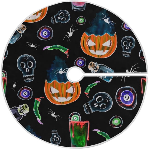 FMSHPON Halloween Pumpkin Xmas Christmas Tree Skirt Stand Mat for Holiday Party Decoration Indoor Outdoor 36 inches