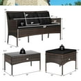 thumbnail image 3 of Costway 3 PCS Patio Rattan Furniture Set 3-Seat Sofa Cushioned Table Garden Black, 3 of 12