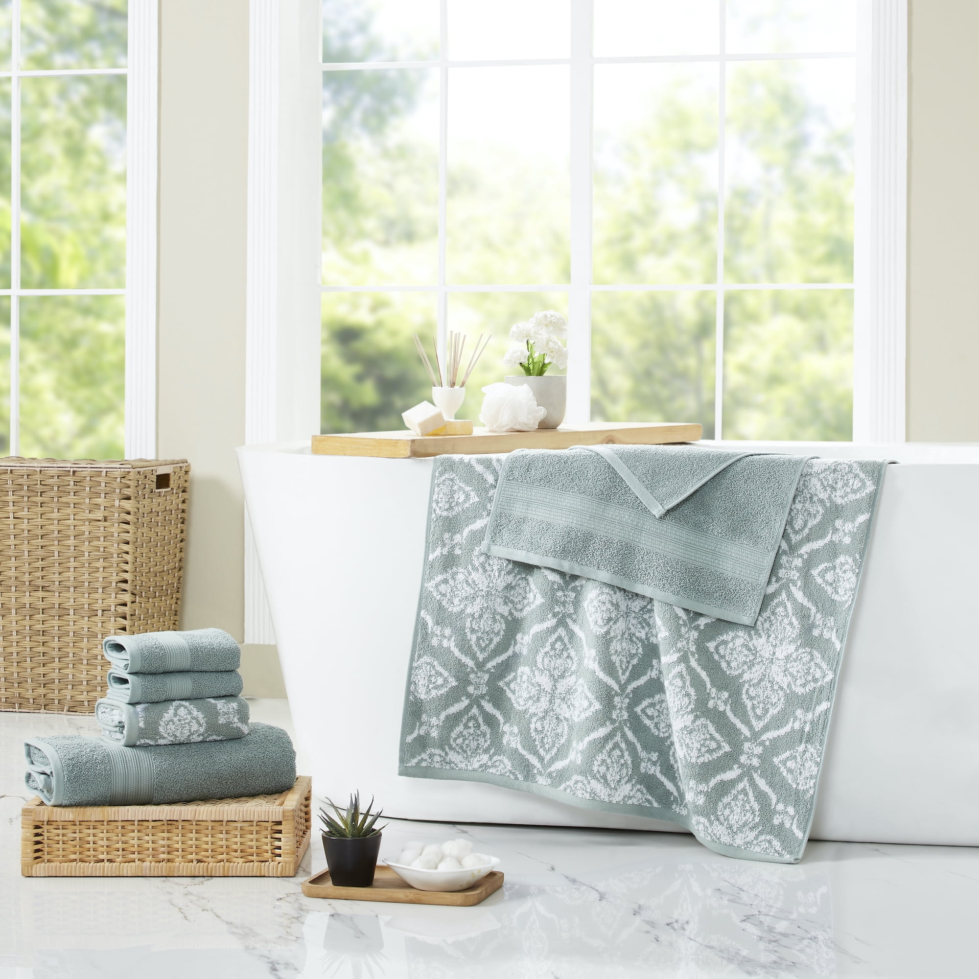 Modern Threads Amaris 6-Piece Adult Cotton Bath Towel Set, Amaris, Ivy
