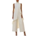 thumbnail image 2 of IUYRTFE Women's Sleeveless Mock Neck Layered Asymmetrical Top and Wide Leg Pants Set 2 Piece Casual Outfit, 2 of 6